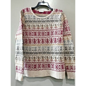 Garnet Hill Sweater Merino Wool Fair Isle Nordic pattern Cottage core Soft Sz-S